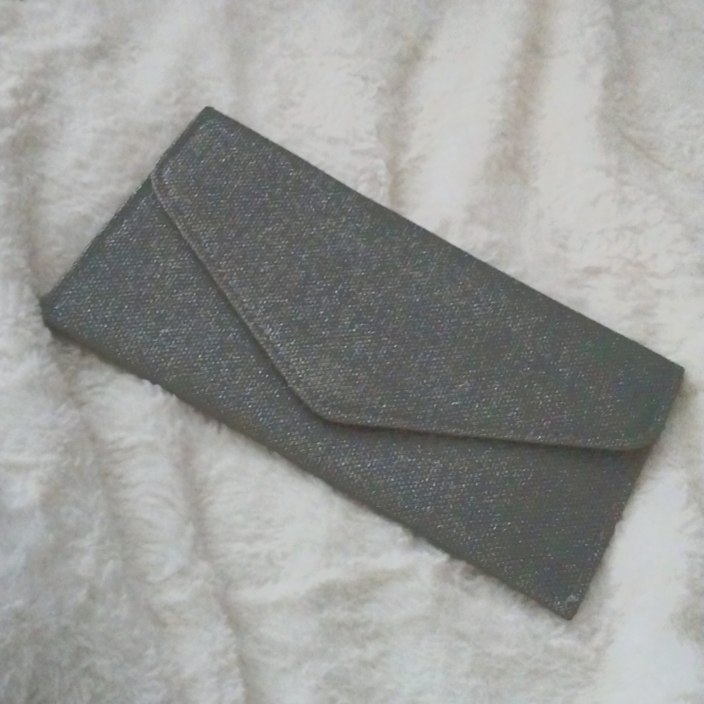 Glitter envelope style clutch
